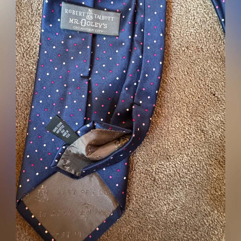 Robert Talbott Blue Tie with Pink and White Dots